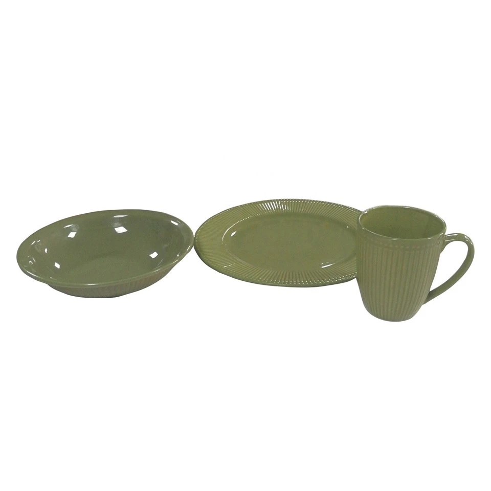 Green Embossed Ceramic Set