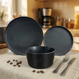 Minimalist Matte Black Colored Glaze Dinner Set factory