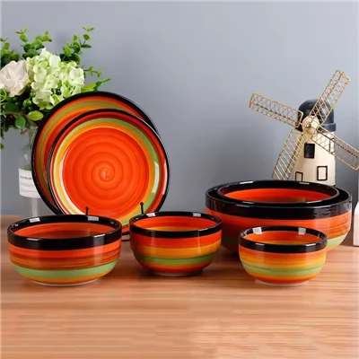 Soupravy porcelánového nádobí Rainbow Swirl